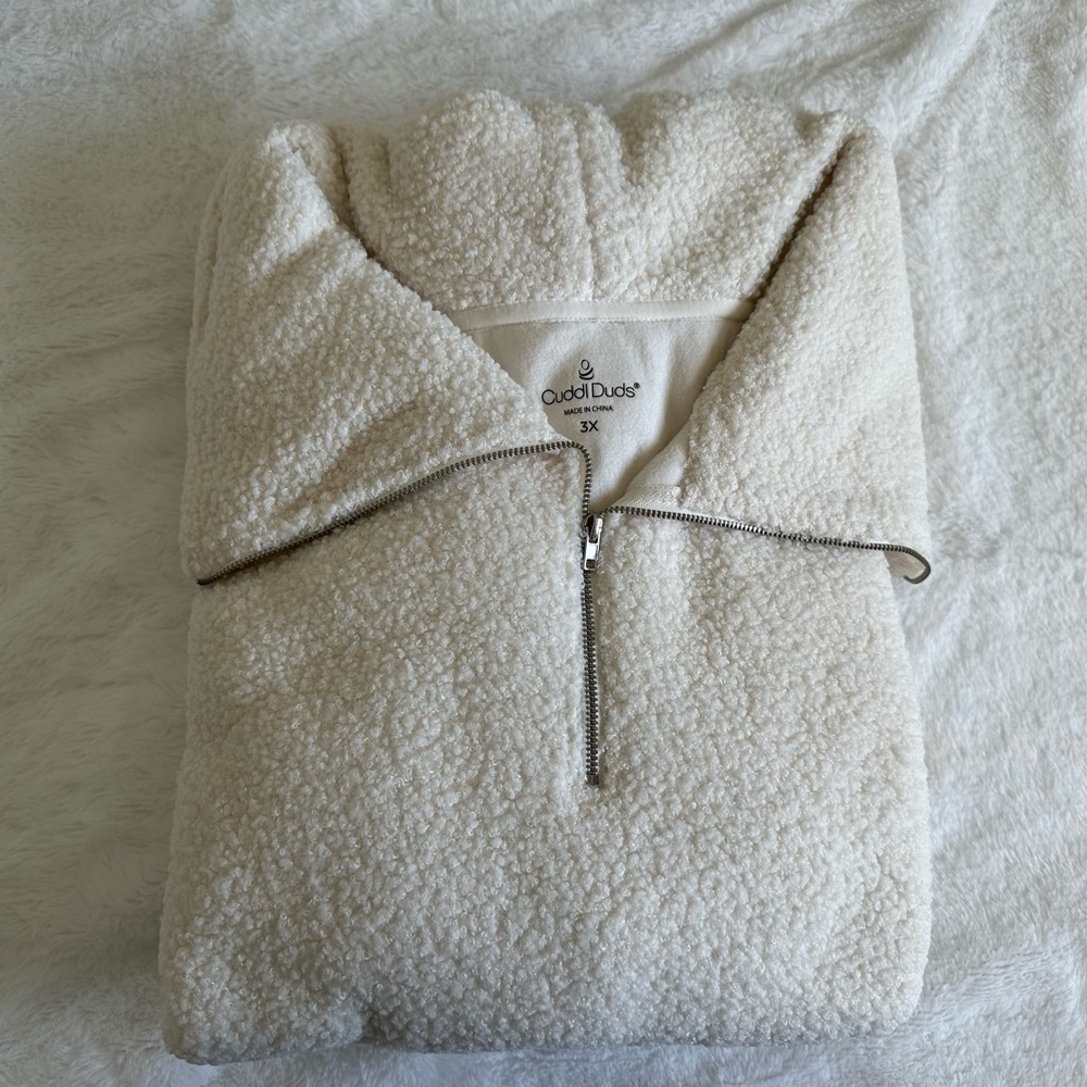 Cuddl Duds Ivory Sherpa Quarter Zip Pullover Brand New Size 3X